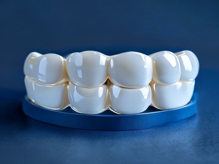 Puente de tres unidades en zirconia monolítica de alta translucidez.