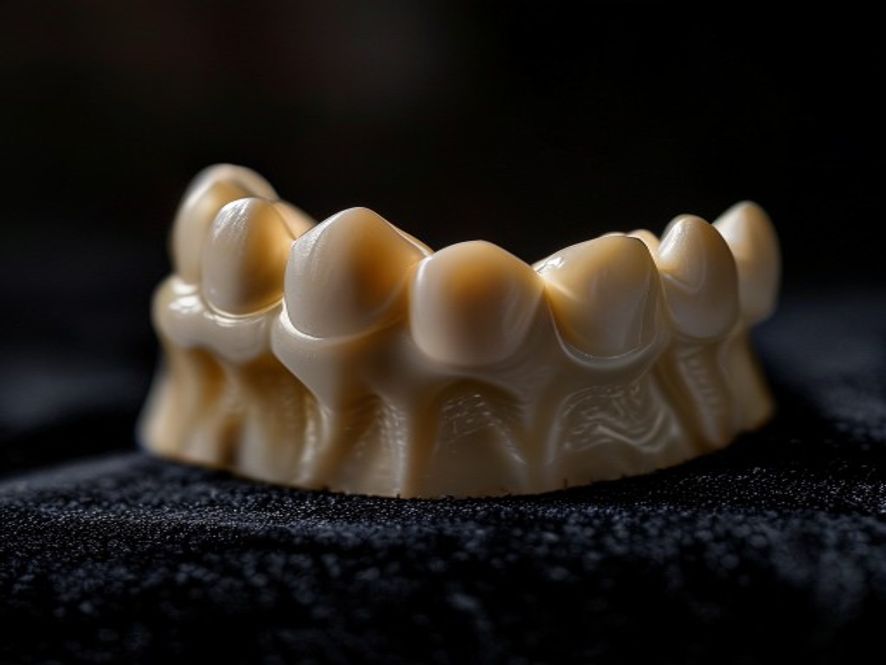 Coronas individuales en porcelana feldespática con caracterización personalizada.