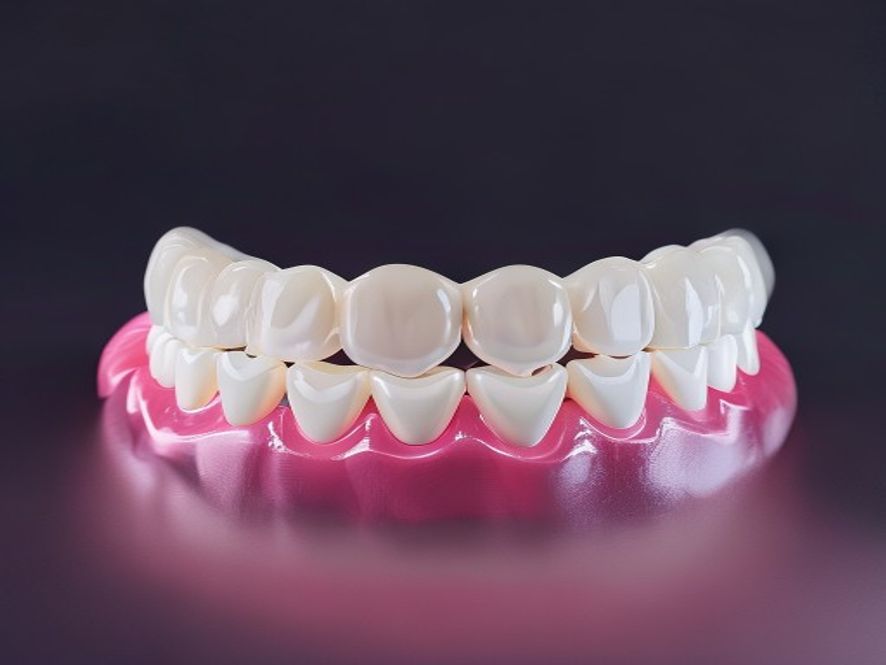 Dentadura completa con encías acrílicas y dientes de composite premium.